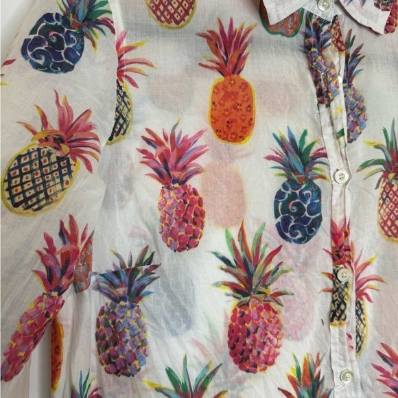 J. Crew ananas printed popover blouse size 2 - Picture 3 of 7